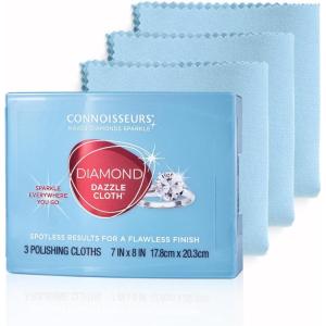 imageCONNOISSEURS Diamond Dazzle Cloth Ultrasoft Microsuede Jewelry Cleaner Cloth for Polishing Diamonds Precious Stones and Settings for Quick Touchups and a Flawless FinishDazzle Cloth