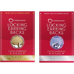 imageCONNOISSEURS Locking Earring Backs  Hypoallergenic Earring Backs for Studs Hoops and More  Never Lose an Earring AgainGold  Silver Earring Backs Bundle