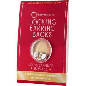 imageCONNOISSEURS Locking Earring Backs  Hypoallergenic Earring Backs for Studs Hoops and More  Never Lose an Earring AgainGold Earring Backs