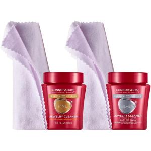 imageCONNOISSEURS Premium Edition Gold and Silver Clean ampamp Polish Jewelry Cleaning Kit Value Size 296oz Jars 214x14 Cloths Larger Professional Size Transform Your Silver Jewelry from Dull to Dazzling