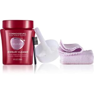 imageCONNOISSEURS AllPurpose Jewelry Cleaning Kit Liquid Solution ampamp Silver ampamp Gold Jewelry Polishing Cloths 8 Ounce