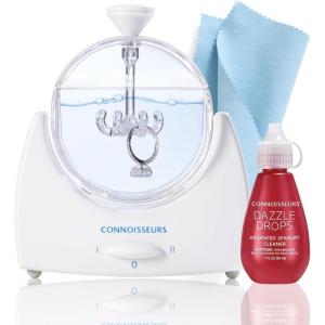 imageConnoisseurs LaSonic Diamond Dazzler PersonalSized Sonic Diamond Ring Cleaner With Diamond Dazzle Jewelry Cleaner Cloth Includes 1 Fl Oz of Dazzle Drop Concentrate USB or Cordless Power Options